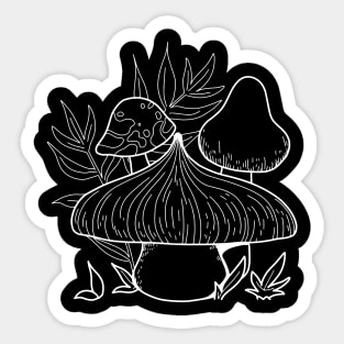 Line Art Design Mushroom Sticker